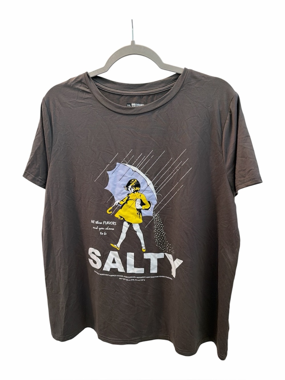 Salty Funny Novelty Graphic Gray Tee size 1X